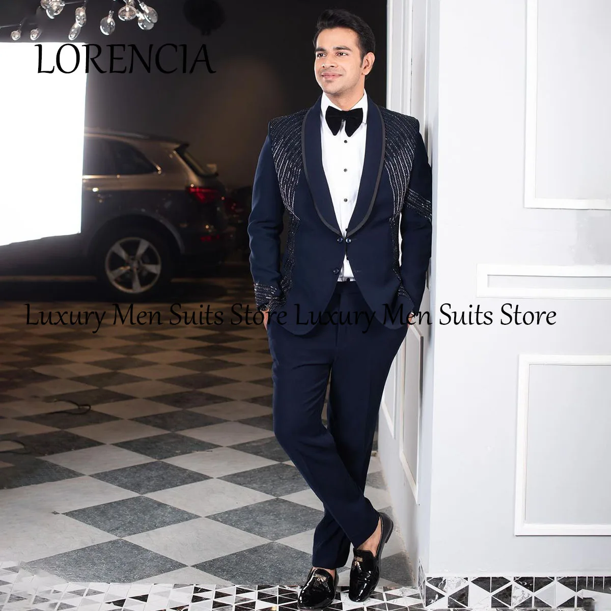 Блестящие официальные смокинги с жемчугом мужские костюмы 2 шт. для жениха