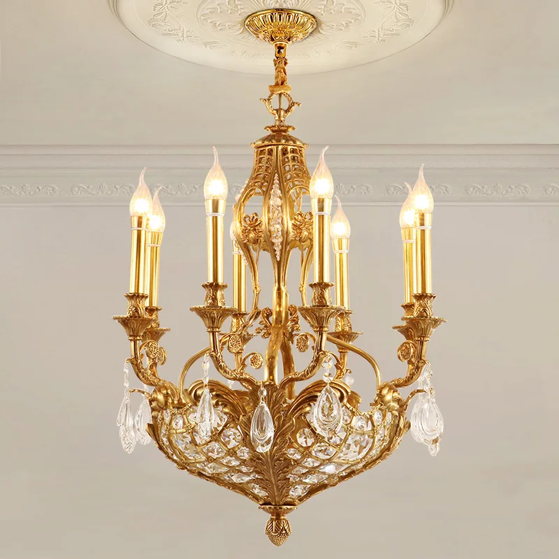 Французская барочная латунная Хрустальная фотолюстра декоративное освещение