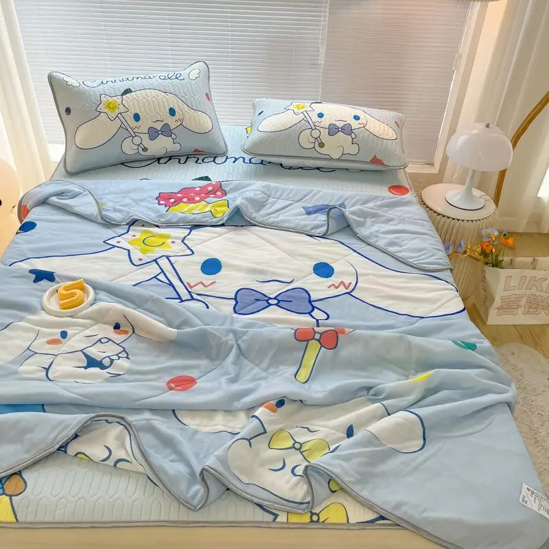 

Kawaii Sanrio Kuromi Cinnamoroll Latex Mat Four-Piece Set Girl Heart Cute Cartoon My Melody Coolness Ice Mat Silk Kids Gift