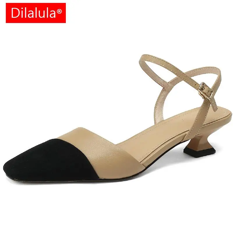 

Женские босоножки Dilalula из натуральной кожи, модные туфли на низком каблуке, офисные повседневные, разные цвета, весна-лето