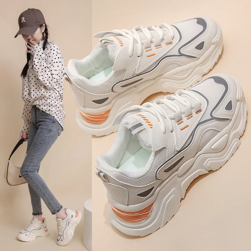 

Новинка осени 2022, модная женская обувь на толстой подошве, увеличенная воздухопроницаемая повседневная спортивная обувь, женская обувь