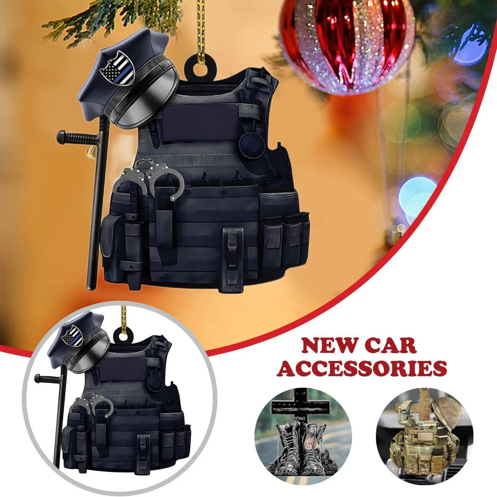 

2d Car Pendant Military Uniform Personalized Flat Acrylic Ornament For Independence Day Rearview Mirror Hanging Decorations K2v4