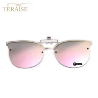 teraise women%e2%80%99s clip on sunglasses for prescription glasses polarized flip up vintage cat eye sunglasses driving for ladies