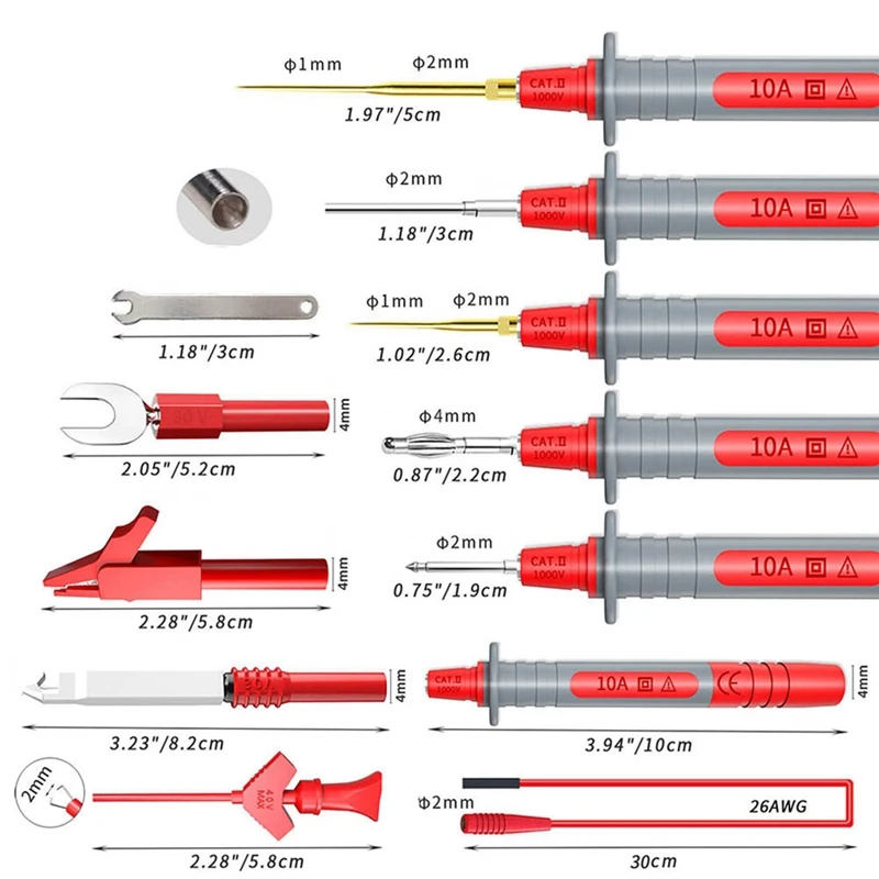 P1308D 25 шт. мультиметр силиконовый испытательный свинцовый комплект с фотогаечным