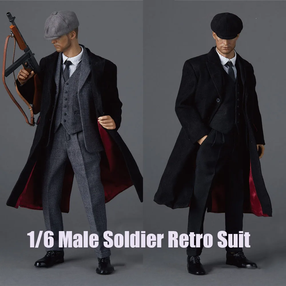 

PP-TOYS P003 1/6 Male Soldier Coat Vest WWII British Gangster Gentleman Retro Suit Clothes Set For 12'' Action Figure Body
