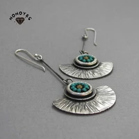 vintage semicircle sector pendant earrings creative gypsy tribe green beaded tassel earrings 2022 new fashion womens earrings