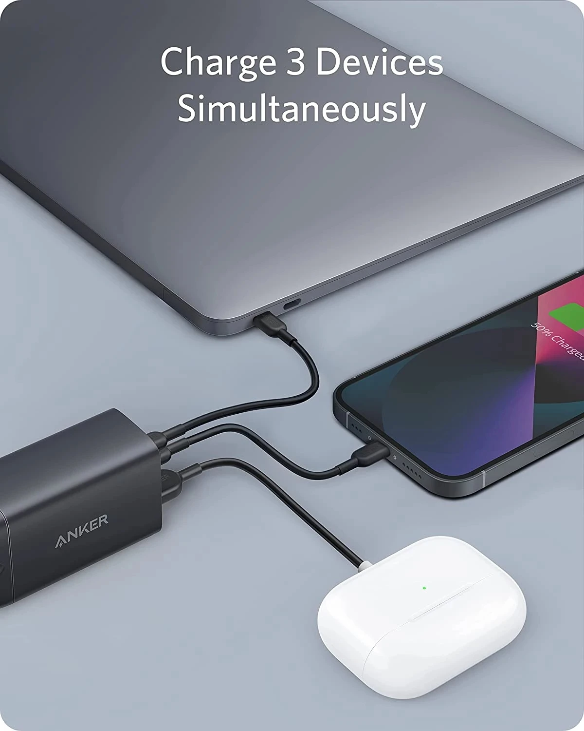 Tanie Anker Nano II 65W Trzyportowa ładowarka 735 USB C GaN Szybka Kompaktowa Składana ładowarka ścienna Do MacBook Pro/Air IPad IPhone 13 Mini