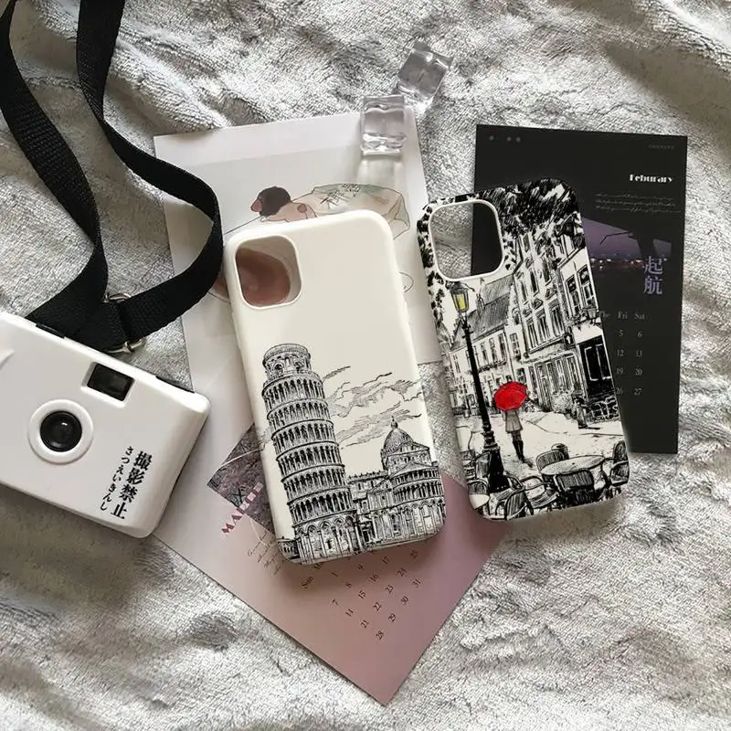 

World Famous Historical Landmark Building Phone Case Candy Color for iPhone 6 7 8 11 12 13 s mini pro X XS XR MAX Plus