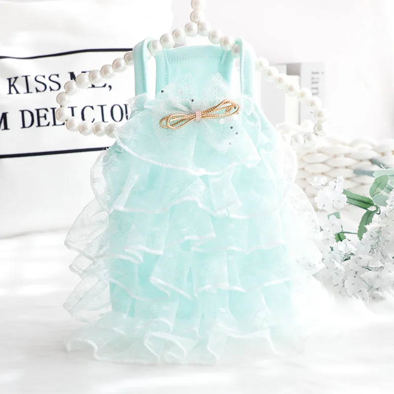 

Wedding Skirt for Dogs Dress Lace Star Princess Pet Dog Clothes Cat Fashion Kawaii Soft Costume Spring Summer Blue Pet Products