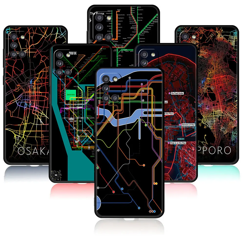 

Case city subway guide For Samsung A21s A12 A52 A41 A71 A32 4G A31 A51 A02s A72 A52s 5G A03s A33 A53 A73 A13 A22 Black
