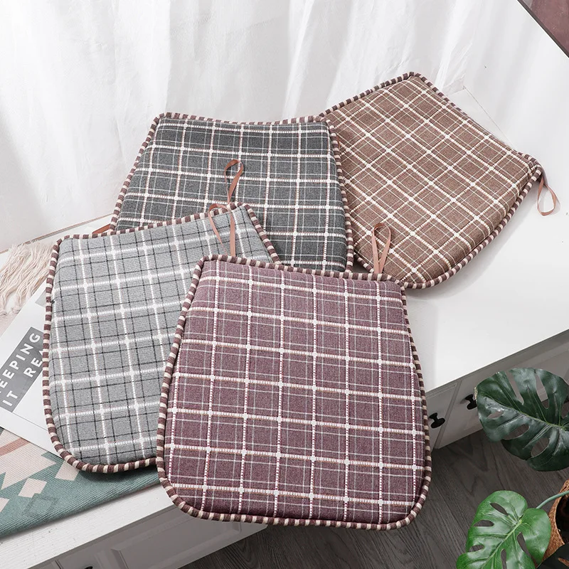 

Подушка для стула, подушка из льняной смесовой подковы, однотонная сетчатая подушка для дома, ресторана, обеденного стула, Нескользящая под...