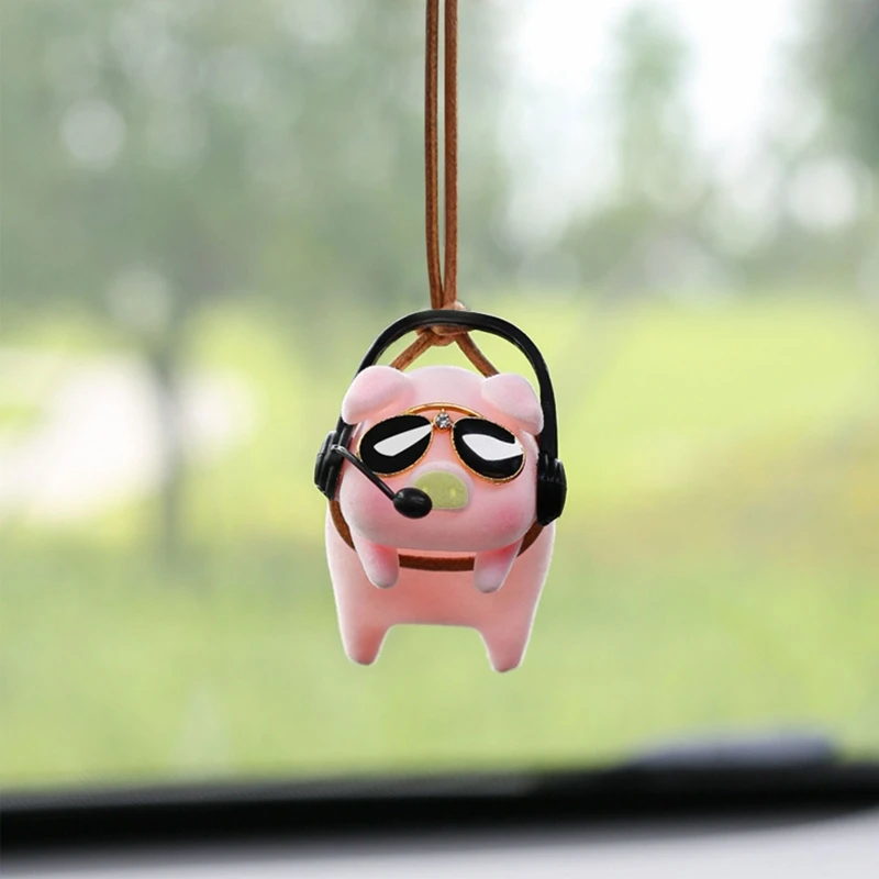 

Cute Little Pig Car Pendant Decoration Swing Piggy Hanging Flying Interior Accessories for Rearview Mirrors