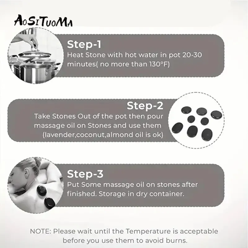 AOSITUOMA большой горячий черный массажный камень для дома и профессионального