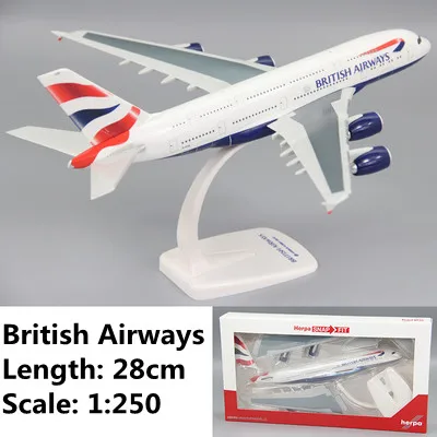 

28CM 1:250 Plastic Air British Airways Airbus 380 A380 Airlines Airways Aircraft DIY Assembled Assembly airplane model Plane