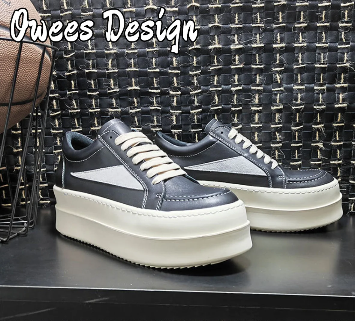 Дизайнерские мужские низкие кроссовки omenin на толстой подошве со шнуровкой из 2024