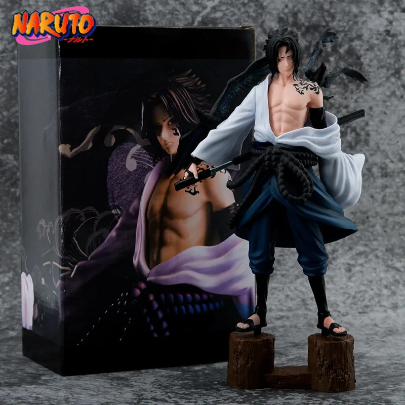 

27 см Наруто проклейка Учиха Саске меч фазан ворона деревянная база Модель Аниме Фигурки Коллекция женский подарок на день рождения