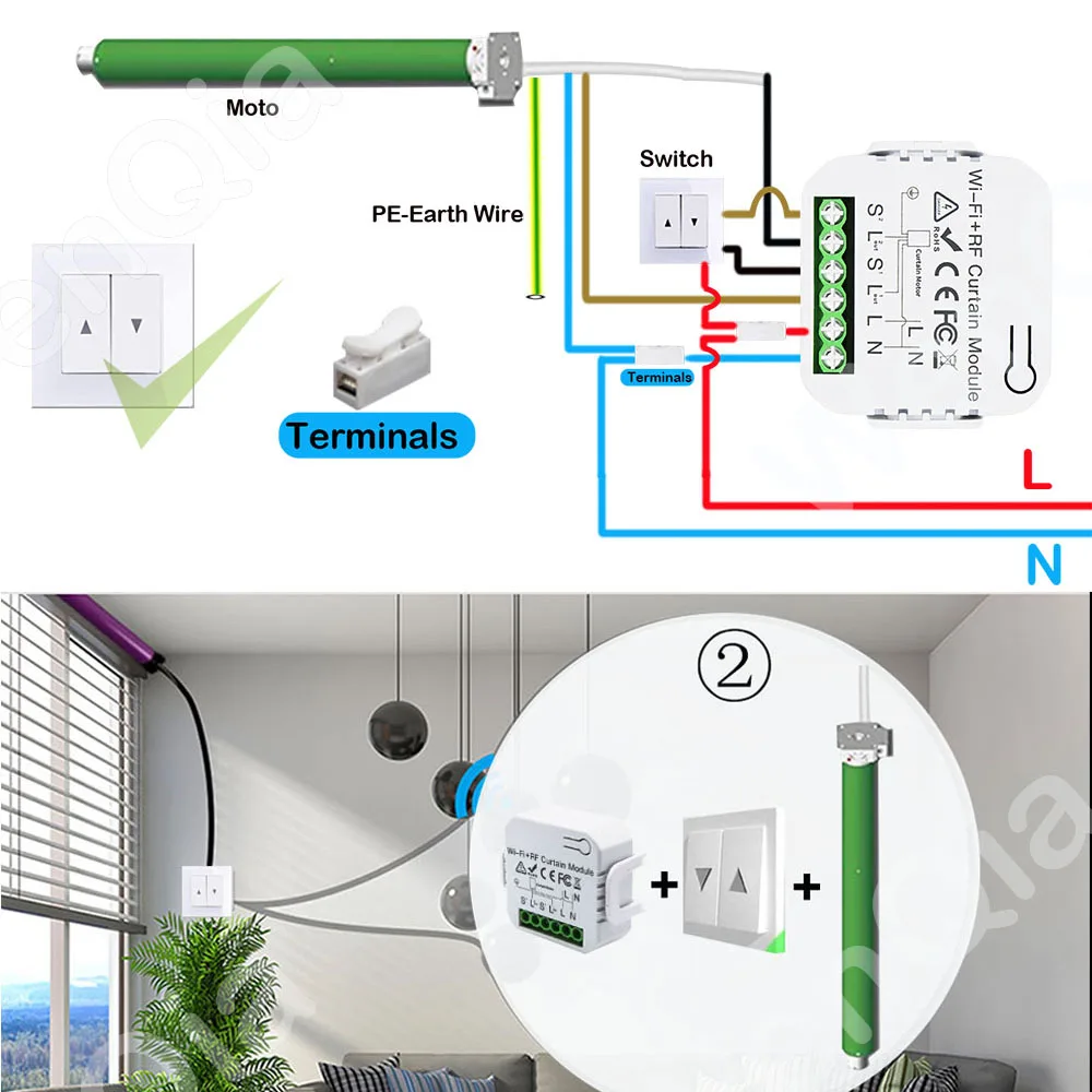 Smart Life Tuya RF 433Mhz Wireless Curtain Switch Roller Shutter Module for Blinds Motor Timer Voice Control Google Home Alexa |