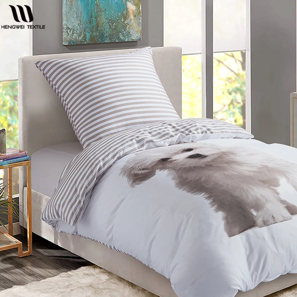

Single Size 3D Print Duvet Cover Set Cartoon Cute Cat Dog 135cm Bedding Set Qulit Cover Pillow Case For Kid Bed 105