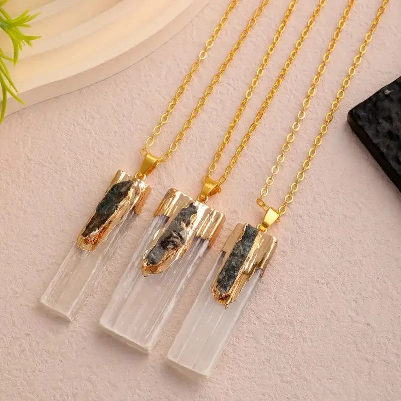 Креативный натуральный прямоугольный белый гипсовый камень с хрустальным