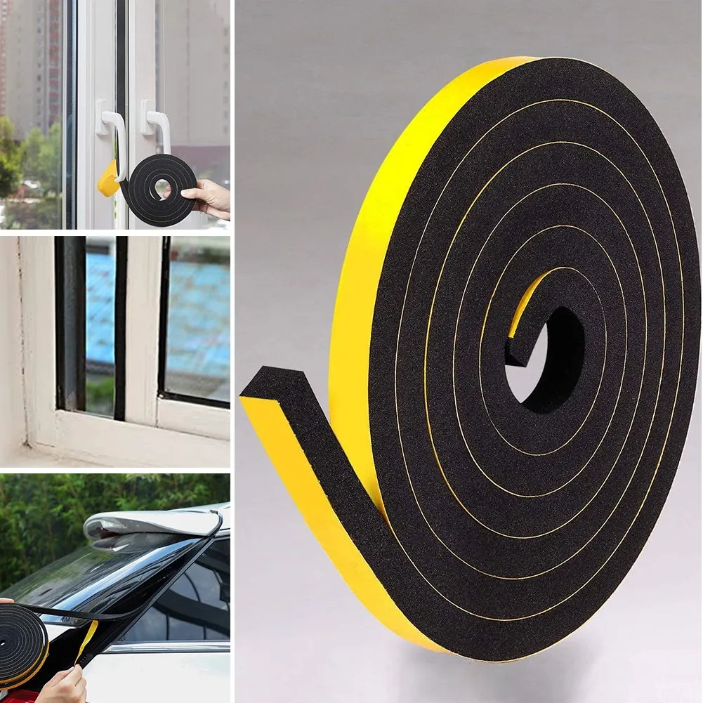 

2pcs 2M Adhesive Foam Tape Strong Adhesion Rubber Tape Anti-collision Seal Strip For Window Seal Door Seal