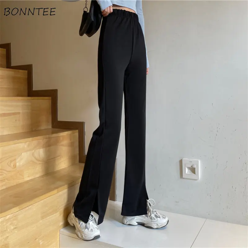 

Spring Pants Women High Waisted Chic Vintage Simple Ins Soft All-match Ulzzang Office Ladies Trouser Stylish Casual Femme Bottom