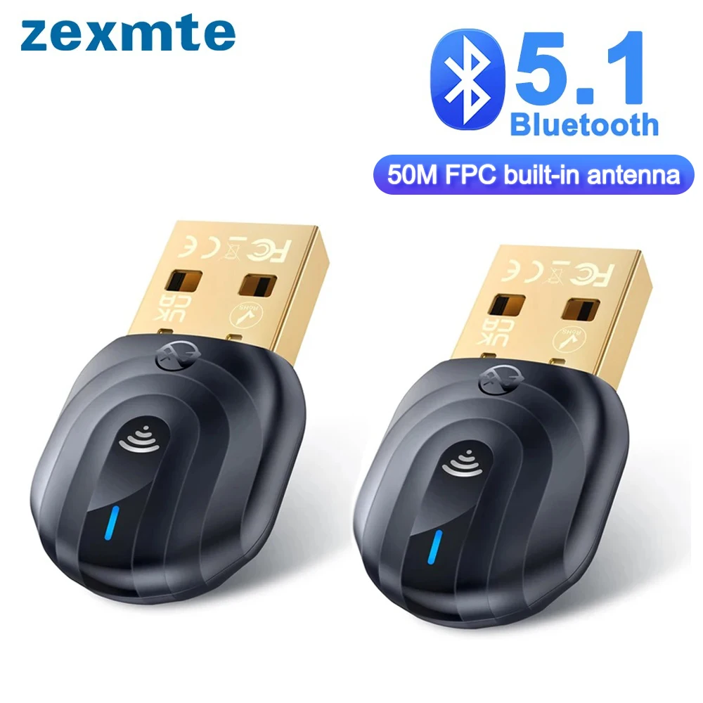 

Zexmte USB Bluetooth 5.1 Adapter Bluetooth 5.3 5.0 Dongle Transmitter Receiver for Keyboard Wireless Mouse Music Audio Adaptador