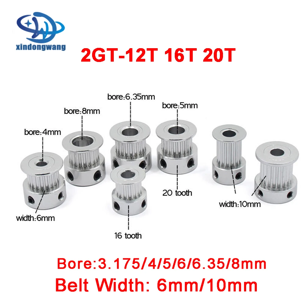 

GT2 20 12 16 Teeth Bore 5mm/8mm Timing Alumium Pulley Fit For 2GT-6mm 10mm Open Timing Belt For 3D Printer