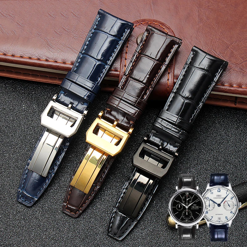 

22mm Bracelet Suitable for IWC Portugal 7-day Chain Waterproof High-quality Leather Watch Strap With IW500705 Cowhide Watchband