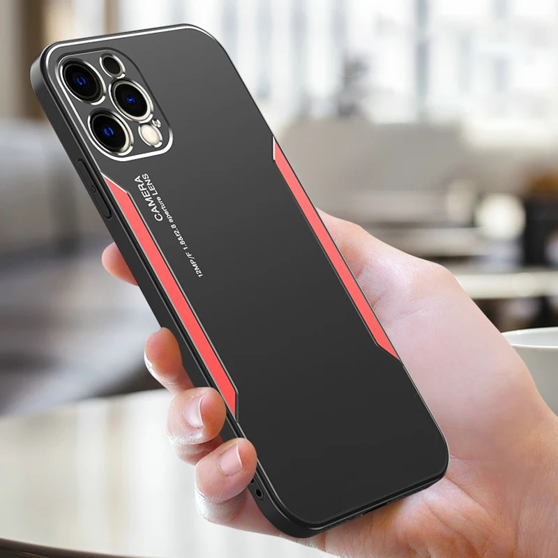 

Luxury Aluminum Metal Matte Case for iPhone 14 Plus 11 12 13 Pro Max Mini 13pro X XS XR 7 8 SE Silicone Frame Shockproof Cover