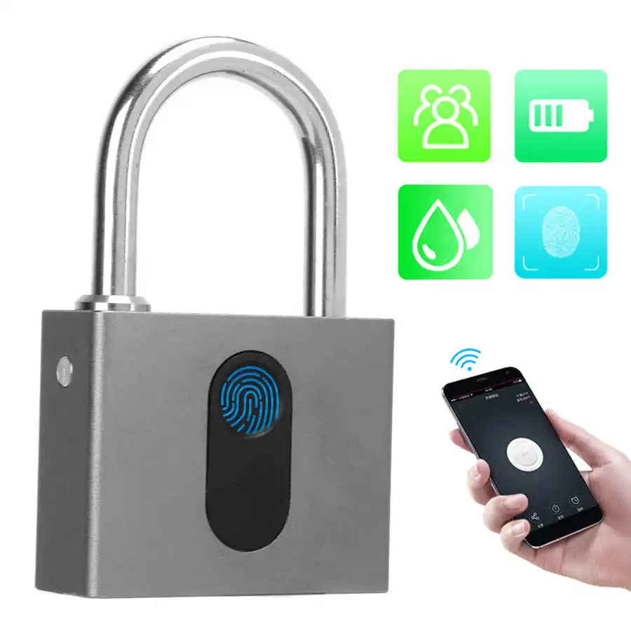 

Bluetooth Fingerprint Lock Smart Padlock Thumbprint Door Padlocks Portable Anti-Theft Fingerprint Lock for Bag Drawer Suitcase