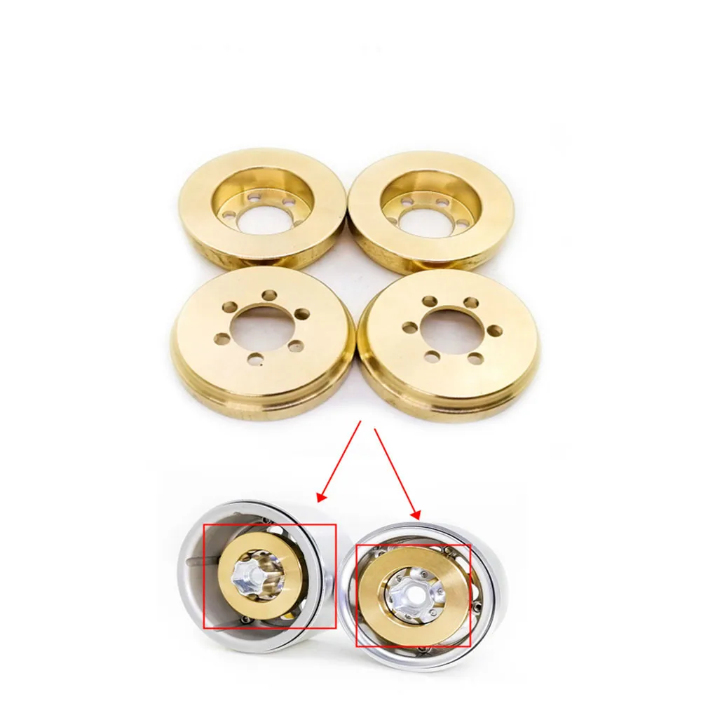 

4pcs Brass 65g Internal Counterweight for 1.9 2.2 inch Wheel Rims Traxxas TRX4 Axial SCX10 90046 D90 TF2 RC Crawler Upgrade Part