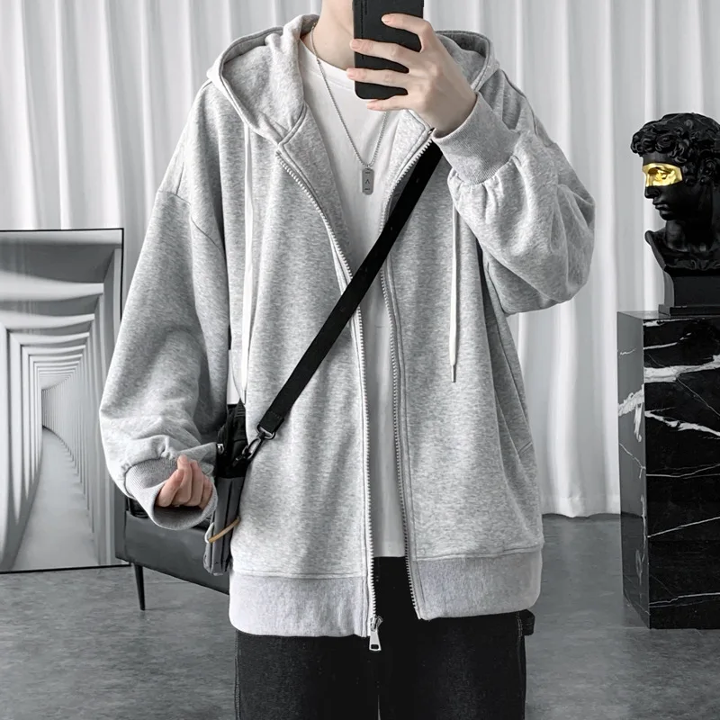 

2020 Spring New Cardigan Sweater Men Hooded Korean Version Loose All-match Spring and Autumn Jacket Boutique ClothingSimpleStyle