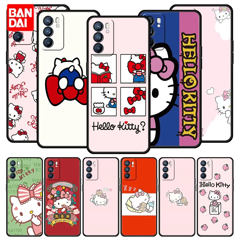 

Hello Kitty Lovely Case for Oppo A3s A5s A9 A15 A31 A52 A53 A54 A74 A93 A94 F19 Pro 4G Luxury Original Funda Cover Silicone Capa