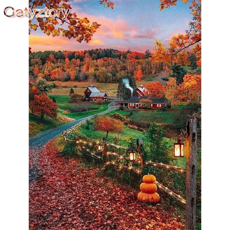 

GATYZTORY 40x50cm Framed Painting By Numbers Autumn Scenery Picture By Number Hand Painted Unique Gift Home Decor Artwork