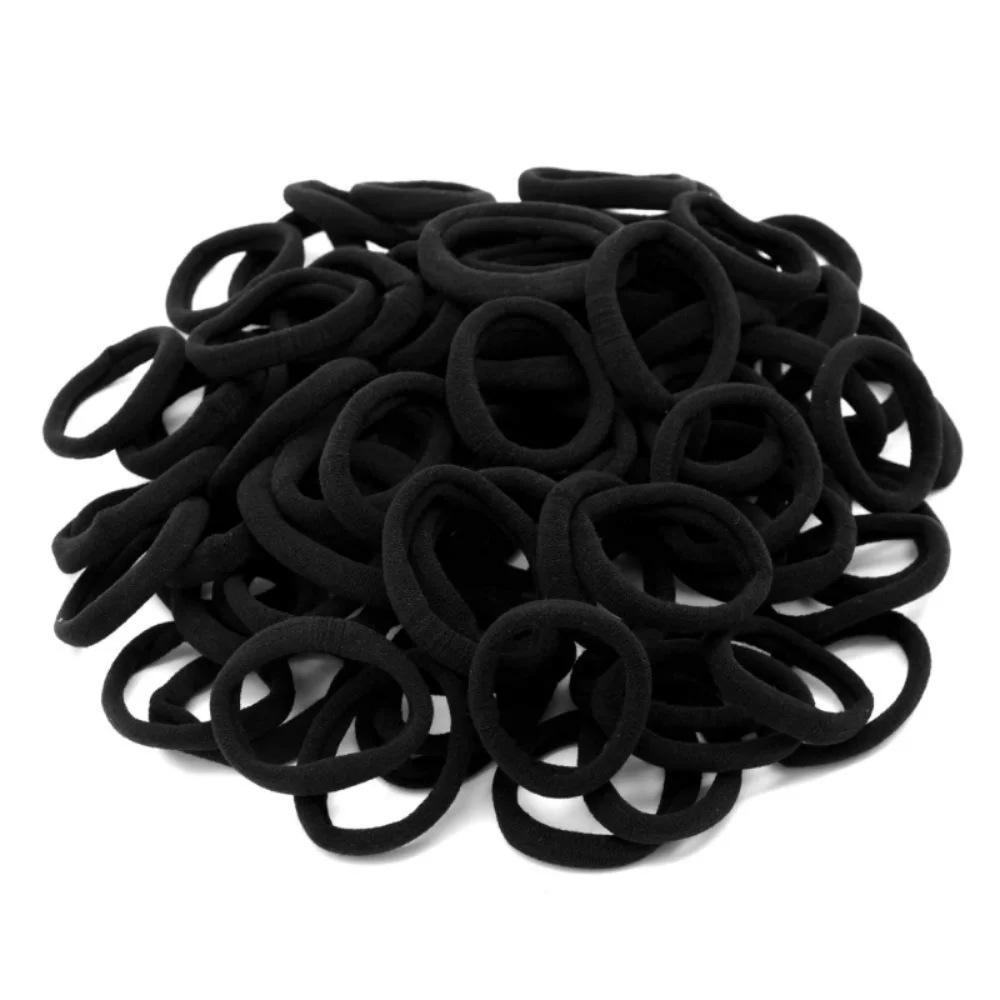 50PCS Baumwolle Schwarz Elastische Haar Krawatten Für Frauen Pferdeschwanz Nahtlose Weiche Haar Bands Haar Zubehör Kopfschmuck Durchmesser 3/4/5/6cm – Detail 2