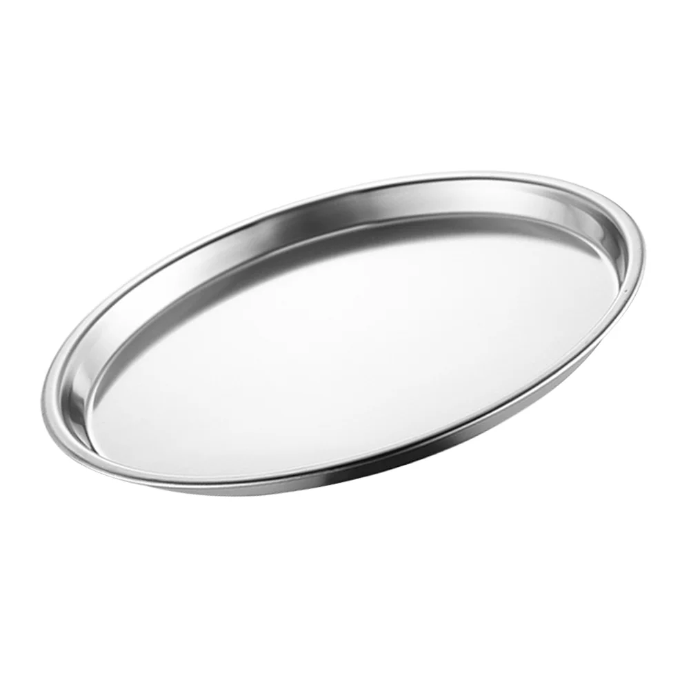 

Plates Tray Dish Plate Stainless Foodpizza Steel Meat Fruit Snack Camping Metal Oven Barbecue Round Baking Pan Dinner Serving