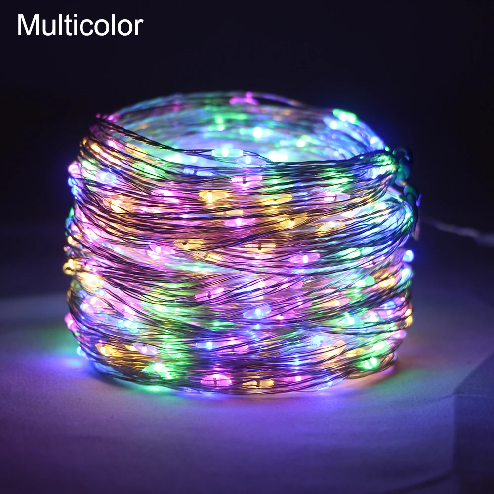 100 м 200 м светодиодные гирлянды из серебряной проволоки, гирлянды, рождественские гирлянды для улицы, дома, новогодняя елка, украшение для свадебной вечеринки