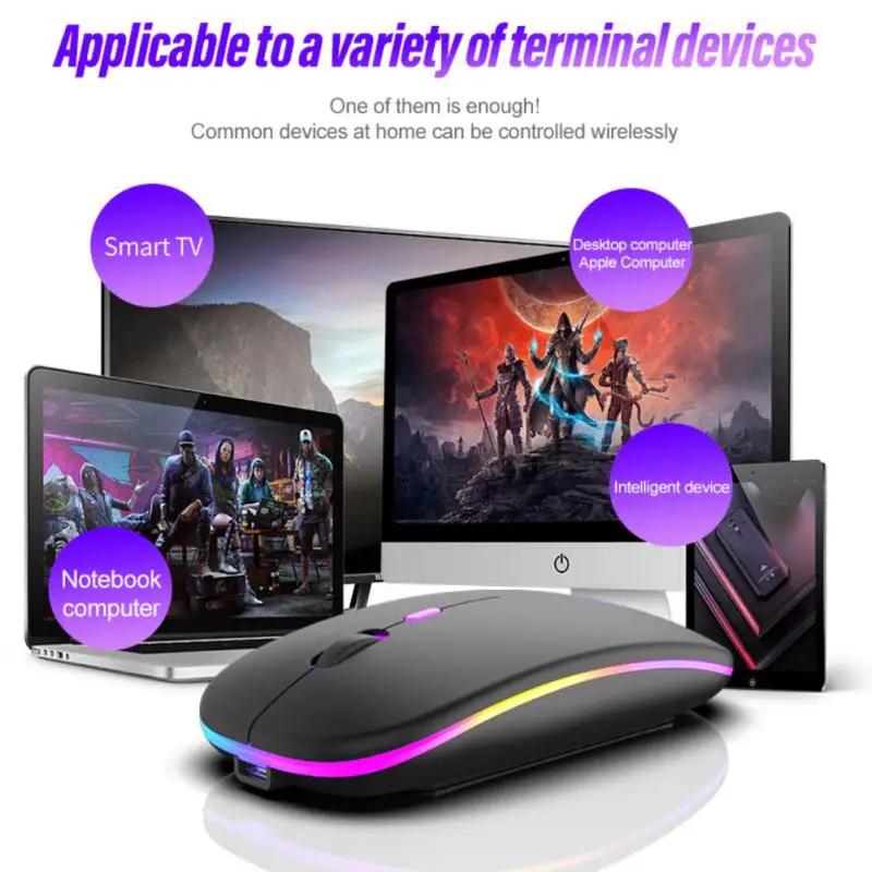

Wireless Mouse RGB Rechargeable Bluetooth Wireless Computer 2.4Ghz Silent Mause LED Backlit Ergonomic Gaming Mouse For Laptop PC