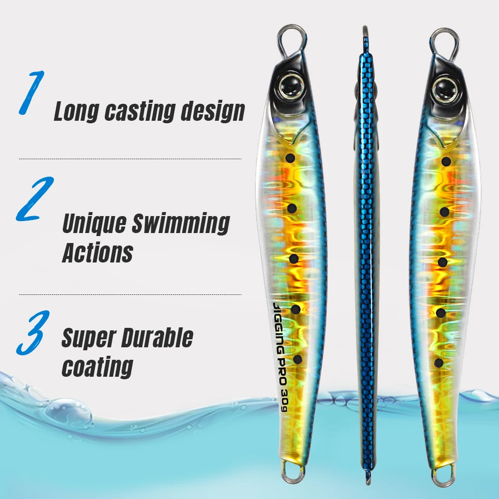 Фото JIGGING PRO 6 шт. Металлические джиги с УФ-покрытием 12T, светящиеся в темноте, 15г 20г 30г 40г 60г, искусственная приманка для джиггинга №3