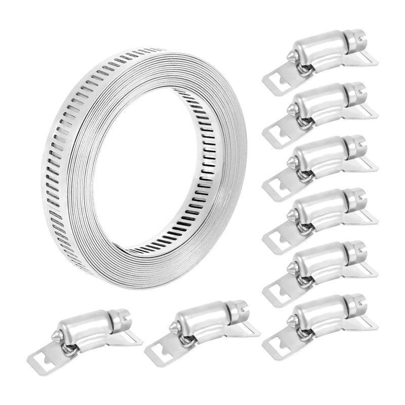

5X 304 Stainless Steel Worm Clamp Hose Clamp Strap With Fasteners Adjustable DIY Pipe Hose Clamp Ducting Clamp 11.5 Feet