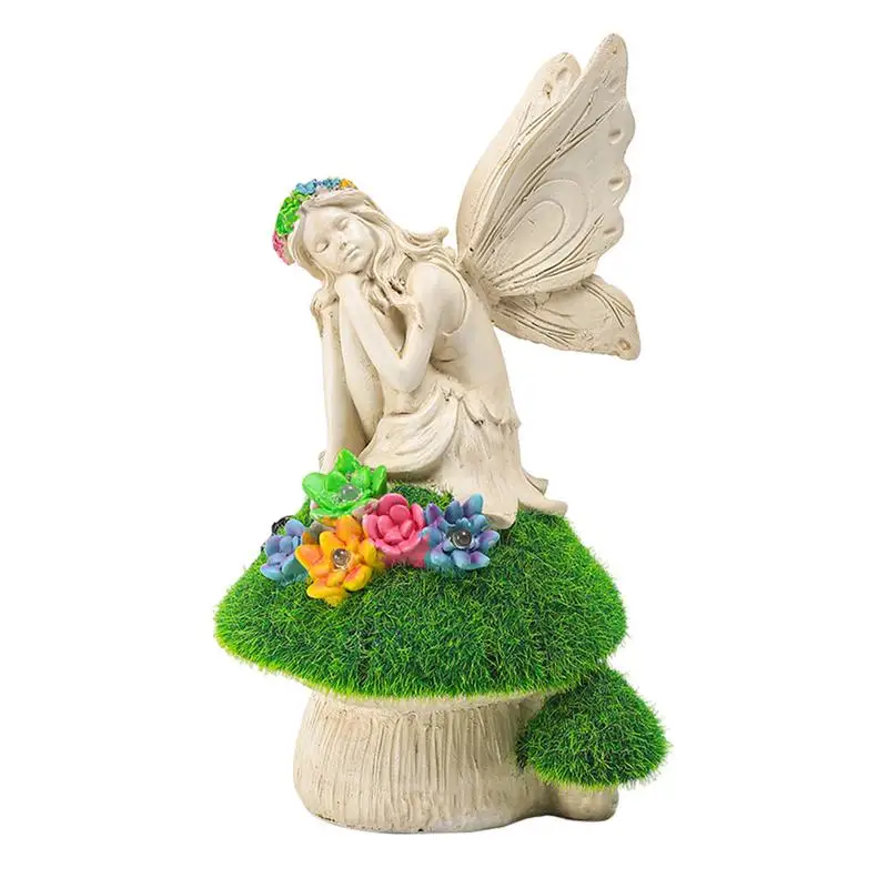 

Garden Figurines Decorative Outdoor Figurine Solar-Powered Outdoor Sculptures Decorate Garden Resin Ornaments