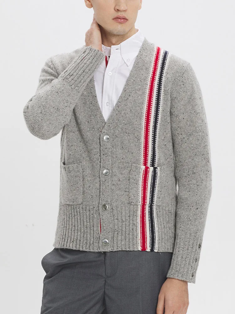 TB THOM Men’s Cardigan Sweater Cashmere Wool Blend V Neck Buttons Cardigan with Pockets Korean Style Women’s Sweaters