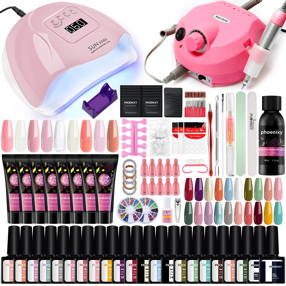 

Set Of Gel Varnishes 20 Pcs With Stickers 9 Pcs Poly Nail Gel Kits Professional Full UV Gel Manicure Kit Nail Tools Sets