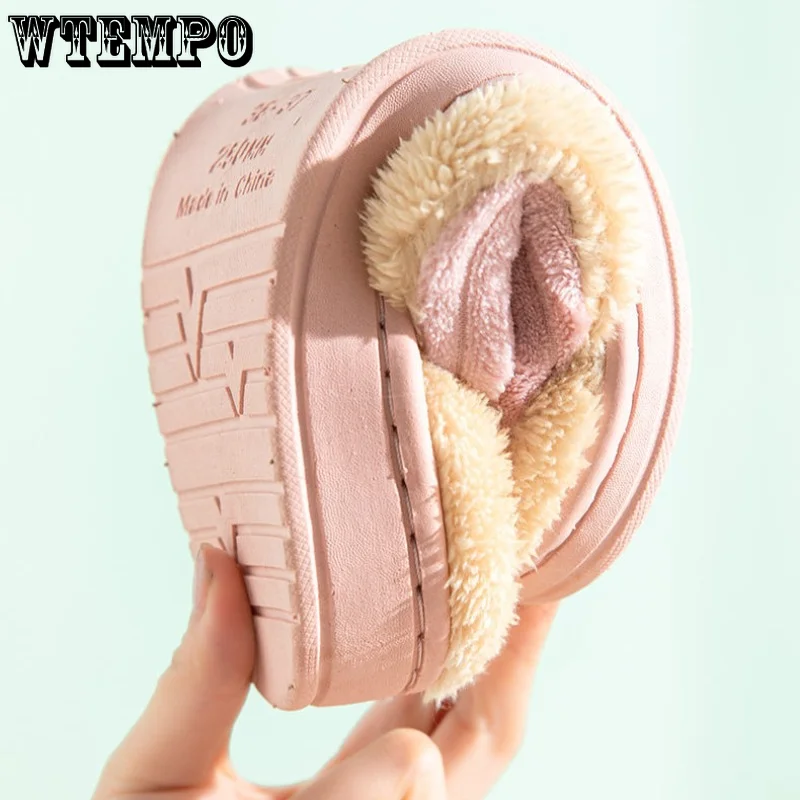 WTEMPO Couple Plush Anti-slip Cotton Slippers Autumn and Winter Men's and Women's Warm Flats Home Indoor Shoes Wholesale