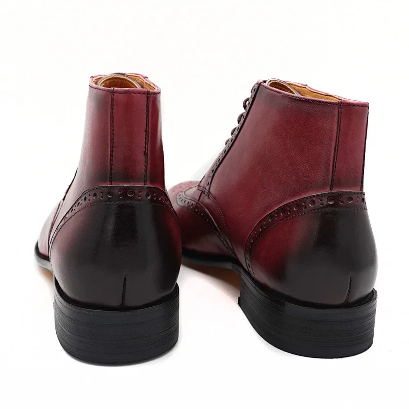 Ботильоны мужские из натуральной кожи роскошные полусапожки броги на шнуровке