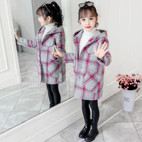 girls woolen coat jacket cotton%c2%a0outwear 2022 simple warm thicken plus velvet winter autumn high quality childrens clothing