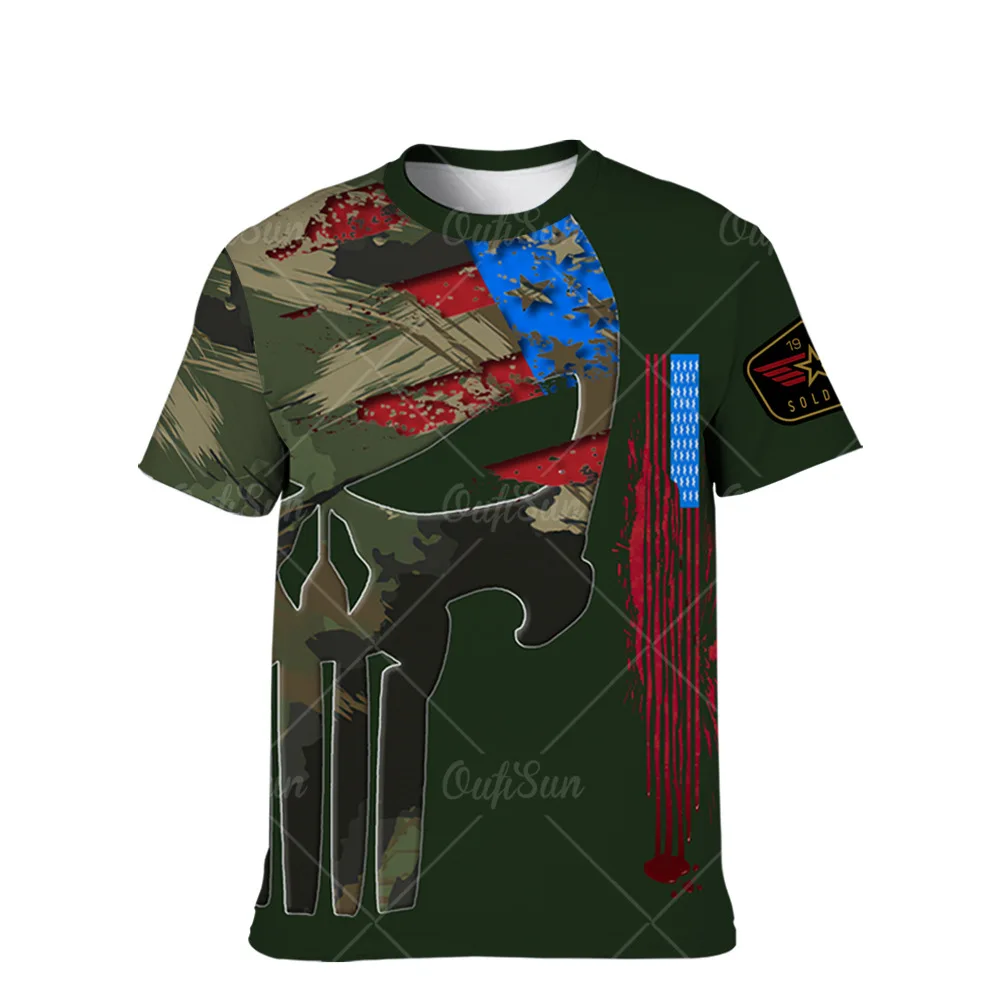 

American Skull Summer Men 3D Printed T Shirt Free Shipping Daily Casual Round Neck Short Sleeve Tees Plus Size Top camisetas