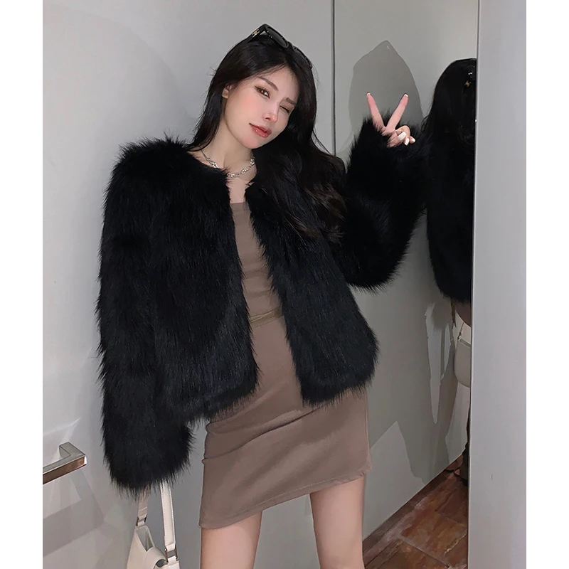 Winter New Women's Fur Coat Loose High Street Women Long Sleeve Fox Fur Jacket Casual Versatile Thickened Warm Outerwear 2022