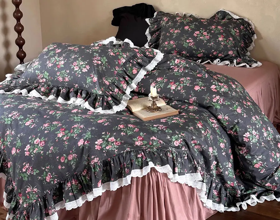 Винтажный комплект постельного белья с французским цветком полный королевский