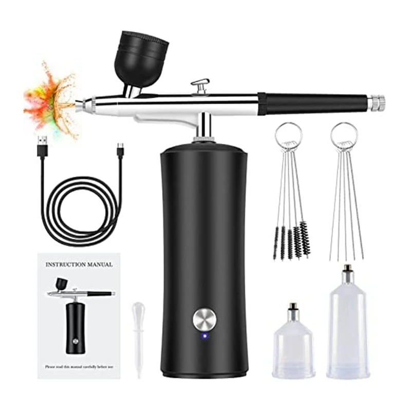 

Airbrush Kit Compressor Portable Handheld Cordless Air Brush Rechargeable 30PSI For Tattoos,Cosmetics